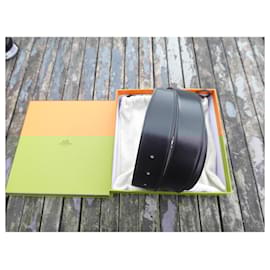 Hermès-Hermès reversible belt black box / chocolate epsom 100cms box and dustbag-Black