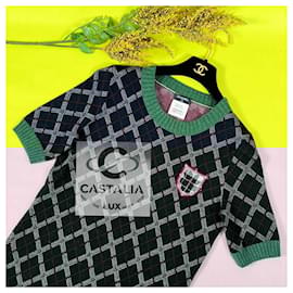 Chanel-Chanel New CC Patch Tartan Cashmere Dress 40 FR-Green
