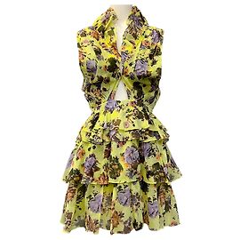 Vestido com babados estampado floral amarelo / roxo de Ulla Johnson Amarelo