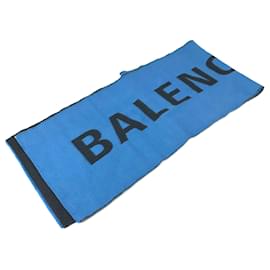 Balenciaga-Balenciaga Bicolor Wool Stole-Blue