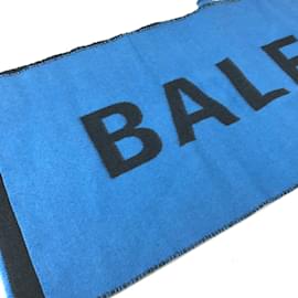 Balenciaga-Balenciaga Bicolor Wool Stole-Blue