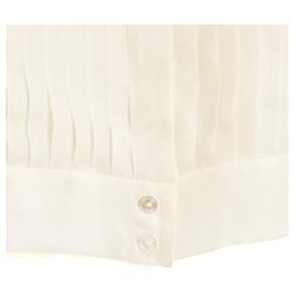 Chanel-Chanel circa 2000 Top FR36 Ecru Silk Organza black Ascot Blouse Shirt UK8 US6-Cream