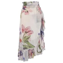 Ganni-Ganni Floral Printed Midi Wrap Skirt in Multicolor Polyamide-Multiple colors