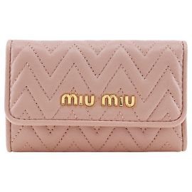 Miu Miu Matelassé Estojo de Chaves em Couro 5PG222 Rosa