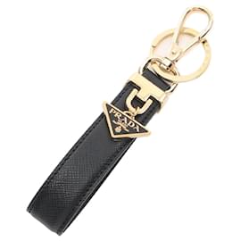 Prada-Prada Saffiano Leather Keychain 1PP185053F0002-Golden,Metallic