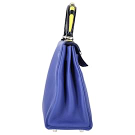 Hermès-Hermès Togo Au Trot Kelly II Retourne 28 in Blue Leather -Blue