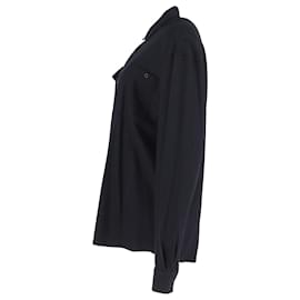 Bottega Veneta- Bottega Veneta Button-Down Long Sleeve Shirt in Black Wool-Black