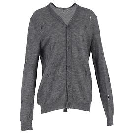 Abgenutzte Bottega Veneta Strickjacke aus grauer Wolle Grau