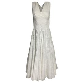 Vestido midi estampado con espalda cruzada Alaïa en algodón blanco Blanco Crudo