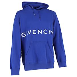 Givenchy-Givenchy Graphic Print Crew Neck Hoodie in Blue Cotton-Blue