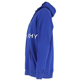 Givenchy-Givenchy Graphic Print Crew Neck Hoodie in Blue Cotton-Blue