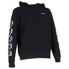 Off White-Off-White Diagonal Arrows Logo Hoodie in Black Cotton-Black