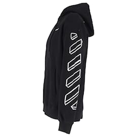 Off White-Off-White Diagonal Arrows Logo Hoodie in Black Cotton-Black