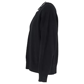 Acne-Acne Studios Logo Ribbed Crewneck Oversized Jersey Sweatshirt in Black Cotton-Black