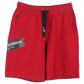 Dolce & Gabbana Logo Drawstring Shorts in Red Cotton Red