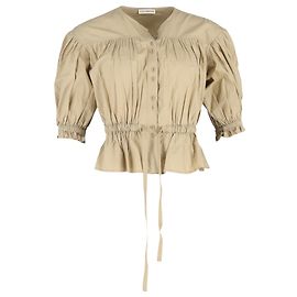 Blusa Minnie com pregas da Ulla Johnson em algodão bege Bege