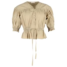 Ulla Johnson-Ulla Johnson Minnie Gathered Blouse In Beige Cotton-Beige