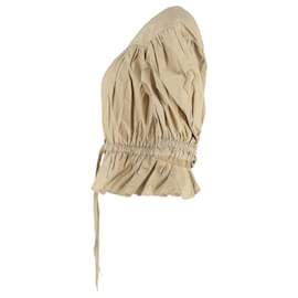 Ulla Johnson-Ulla Johnson Minnie Gathered Blouse In Beige Cotton-Beige