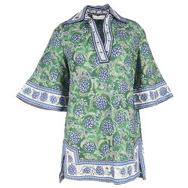 Zimmermann Junie Tunika Kleid aus grünem Leinen Grün