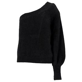 Suéter de uma shoulder Alberta Ferretti em lã preta Preto