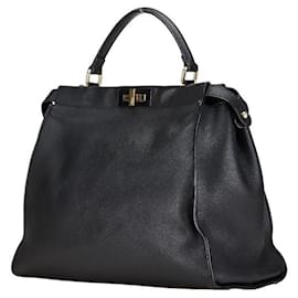 Fendi-Sac à main en cuir Fendi Peekaboo 2WAY Noir-Noir