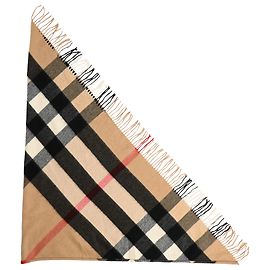 Burberry Half Mega Check Bandana Scarf in Beige Cashmere Beige