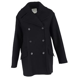 Max Mara Sportmax Double-Breasted Peacoat in Black Wool Black