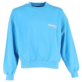 Balenciaga-Kampagnen-Logo-Pullover aus blauer Baumwolle Blau Hellblau