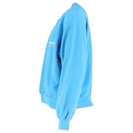 Balenciaga- Balenciaga Campaign Logo Sweater in Blue Cotton-Blue,Light blue