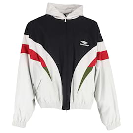 Balenciaga- Balenciaga Logo Print Hooded Track Jacket in Multicolor Cotton-Multiple colors