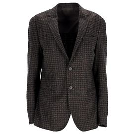 Blazer de lã marrom com padrão pied-de-poule Boss Hugo Boss Marrom