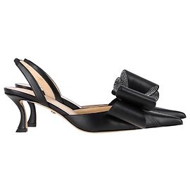 Mach & Mach Sapatos Slingback Le Cadeau em Couro Preto Preto