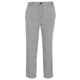 Iris & Ink Patterned Straight-Leg Trousers in Black and White Wool Other