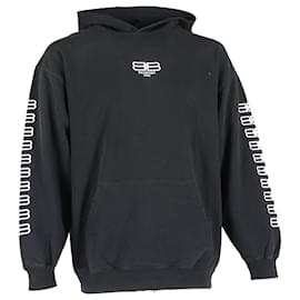 Balenciaga- Balenciaga BB Paris Icon Hoodie in Black Cotton-Black