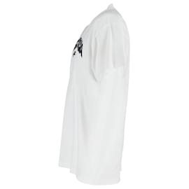 Balenciaga-Camiseta de algodão branco com estampa do logo Balenciaga-Branco,Cru