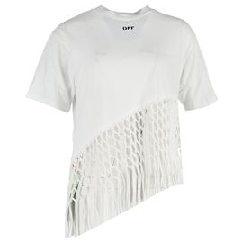 Off White Camiseta de algodão branco com rede assimétrica Off-white Branco Cru