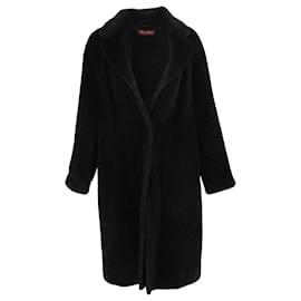 Max Mara- Max Mara Single-Breasted Teddy Coat in Black Wool-Black