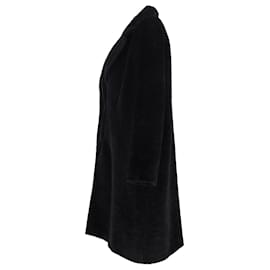 Max Mara- Max Mara Single-Breasted Teddy Coat in Black Wool-Black