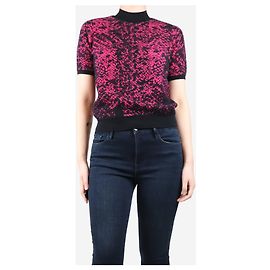Alexander Mcqueen Pink und schwarzes Intarsien-Strickoberteil - Größe S Pink