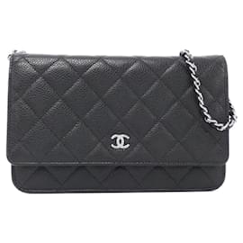 Chanel-Chanel Timeless Classic Line AP0250 Chain Wallet-Black,Dark red