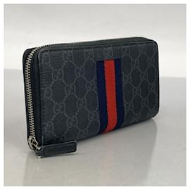 Gucci-Gucci Long Wallet GG Supreme 408831 Black Men's-Black