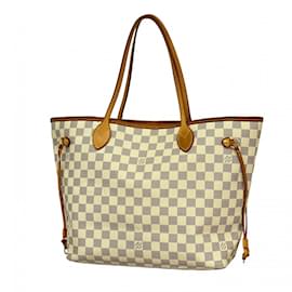 Louis Vuitton-Louis Vuitton Damier Azur Neverfull MM Tote Bag-White