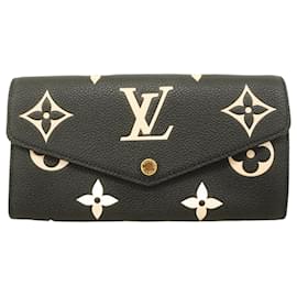 Louis Vuitton-Louis Vuitton Long Wallet Monogram Empreinte-Black,Beige