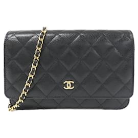 Chanel-Chanel Timeless Classic Line AP0250 Chain Wallet-Black,Dark red