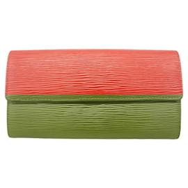 Louis Vuitton-Louis Vuitton Long Wallet Epi Portefeuille Sarah-Red