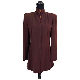 Giacca lunga marrone vintage degli anni '90 di Giorgio Armani Marrone