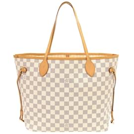 Louis Vuitton-Louis Vuitton Neverfull MM Damier Azur Tote Bag-White,Other
