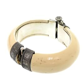 Yves Saint Laurent-Yves Saint Laurent Ivory Plastic Bangle-Cream