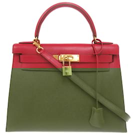 Hermès-Hermes Kelly 28 Handbag in Rouge Vif-Red