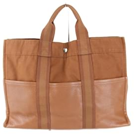 Hermès-Sac à main en coton marron Hermes-Marron